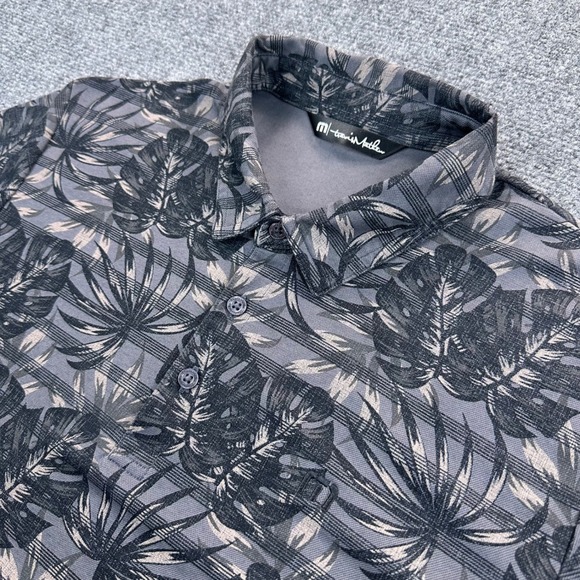 TravisMathew Big Snow Polo Golf Shirt Men's L Heather Gray Palm‎ Floral Print - Picture 1 of 10